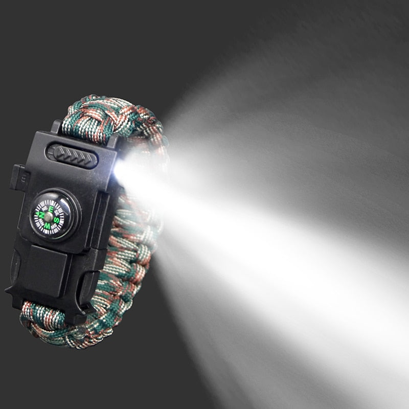 Bracelet Paracorde LED Noir | Survie