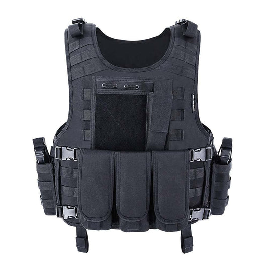 Gilet Tactique Survie Poches Noir | France Survivalisme